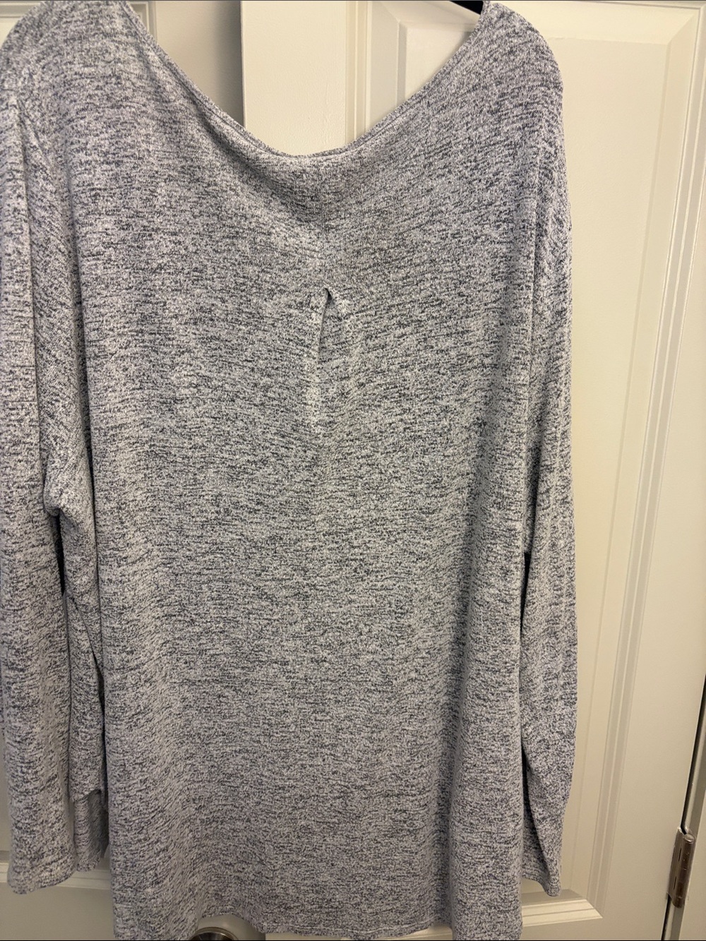 Ava & Viv Light Heather Gray V-Neck Cozy Knit Top - Picture 3 of 3